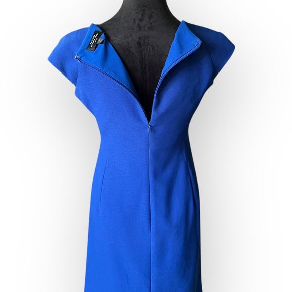 Tahari Women's Royal Blue Square Neck Rouched Sheath Cocktail Dress Size 6P - Picture 11 of 16